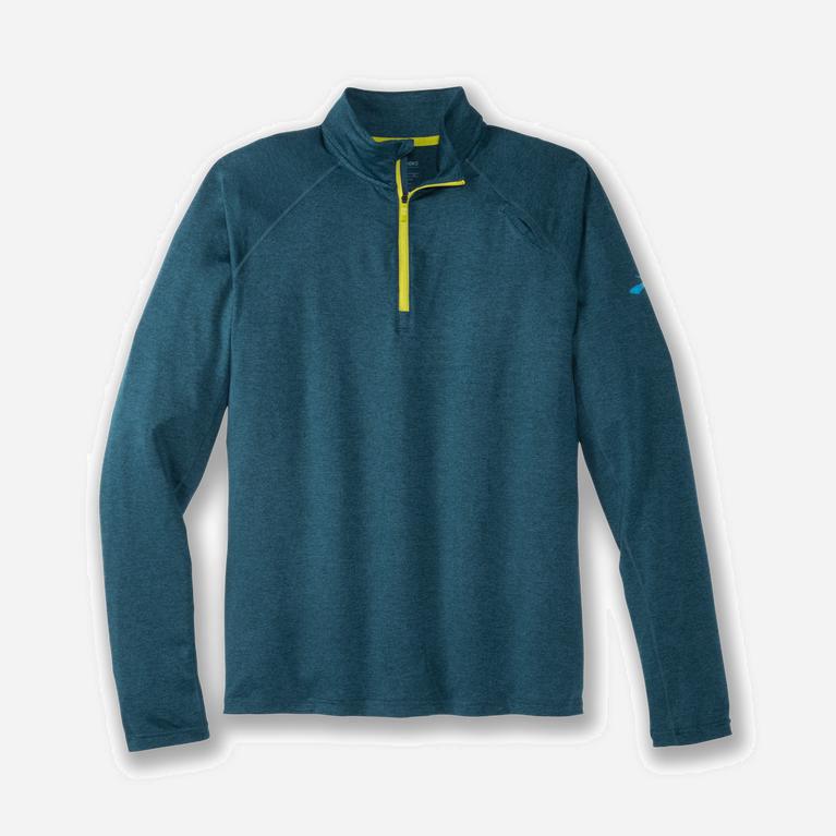 Brooks Dash 1/2 Zip Mens Running Jackets Ireland Heather Alpine/Bright Moss/CadetBlue (IHXL-40973)